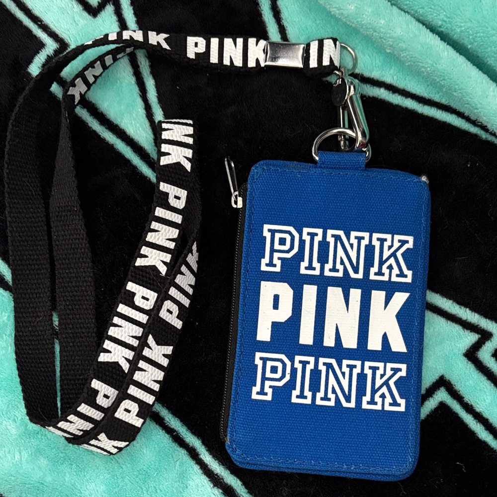 PINK Victoria's Secret Blue Key & Card Holder